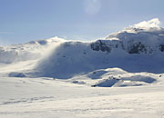 wild snow-laden mountains near Haukeliseter