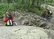steep rocks and chains to hold are fun for kids